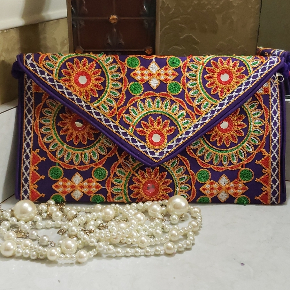 Purple clutch purse